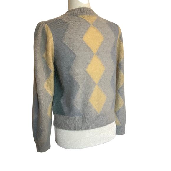 J. Crew Diamon Checked Crewneck Sweater Blue Yellow - Picture 6 of 9